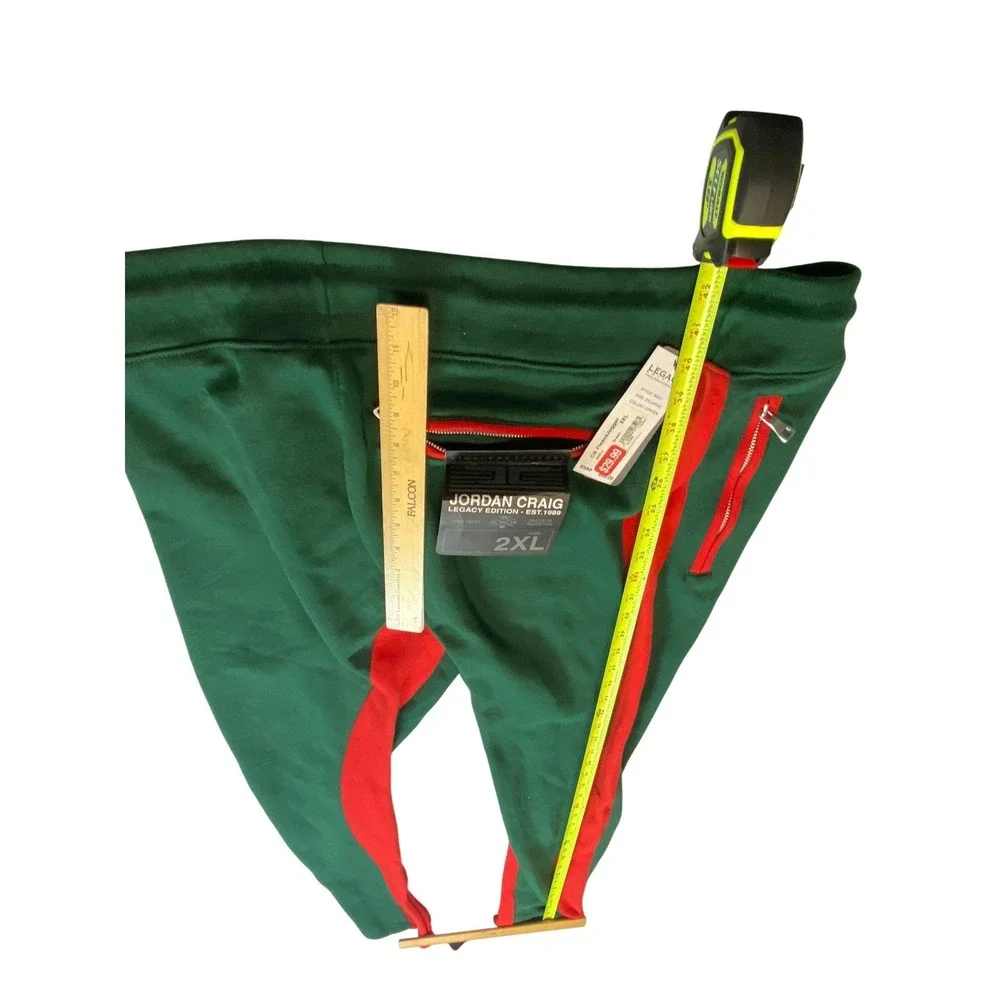 Jordan Craig Track Pants 2XL Green Red Stripe Joggers Zip Ankle Athletic - Picture 3 of 10